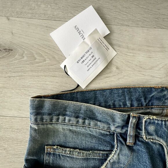 Balmain‎ Zipper Pocket Distressed Skinny Jeans Faded Blue 36 NWT - Picture 10 of 13